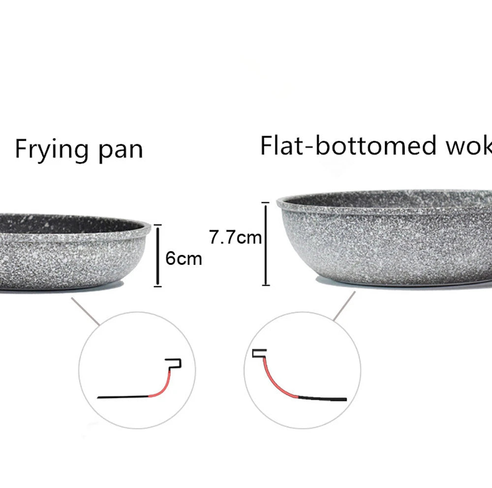 Frying 28/26/24/20cm Wok Non-stick Pan Skillet Cauldron Induction Cooker Pans Pancake Egg Gas Stove Home