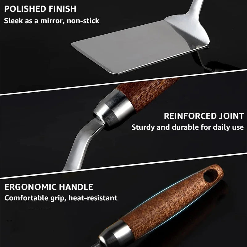 Stainless Steel Spatula with Wooden Handle, Nonstick Pancake Turner, Flipper for Cooking Frying Grilling Baking - BBQ Tools