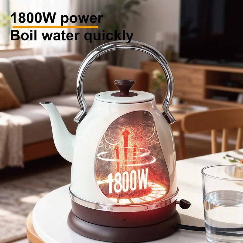 1800W Retro Electric Kettle Household 2L Keep Warm Kettle With Thermometer 304 Stainless Steel Teapot Automatic Power Off