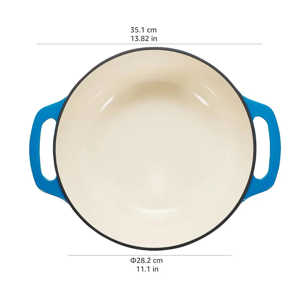 28cm Enameled Cast Iron Dutch Oven Dual Handles 6 Quart Stew Pot Use to Cook Bread Baking Soups Casserole Dish Oven Safe 500° F