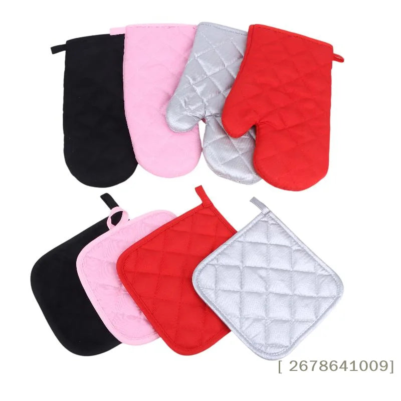 ♥Heat Resistant Oven Mitts & Pot Holders Set – 4-Color Quilted Kitchen Gloves for Cooking & Baking|〔YY33〕