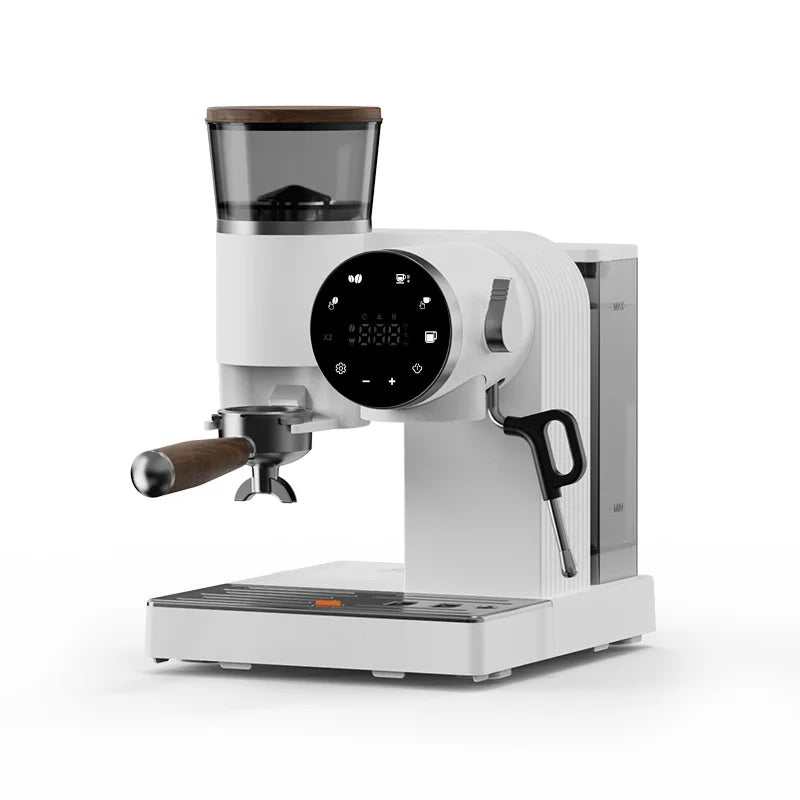 2-in-1 Coffee Machine, 220V Espresso Machine, Adjustable Grind Settings, with Grinder and Milk Frother, Espresso Machine