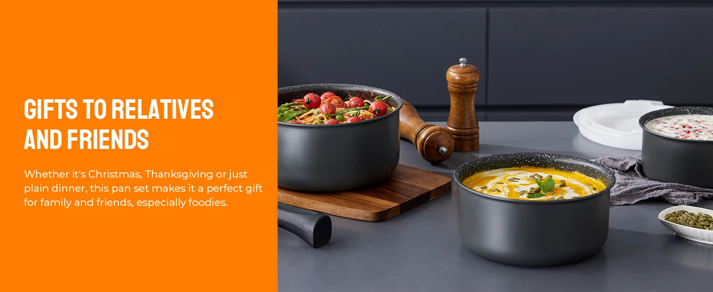Non Stick Saucepan Set with Removable Handle and Sealing Lids, Non Stick Pot Set for Induction Hobs