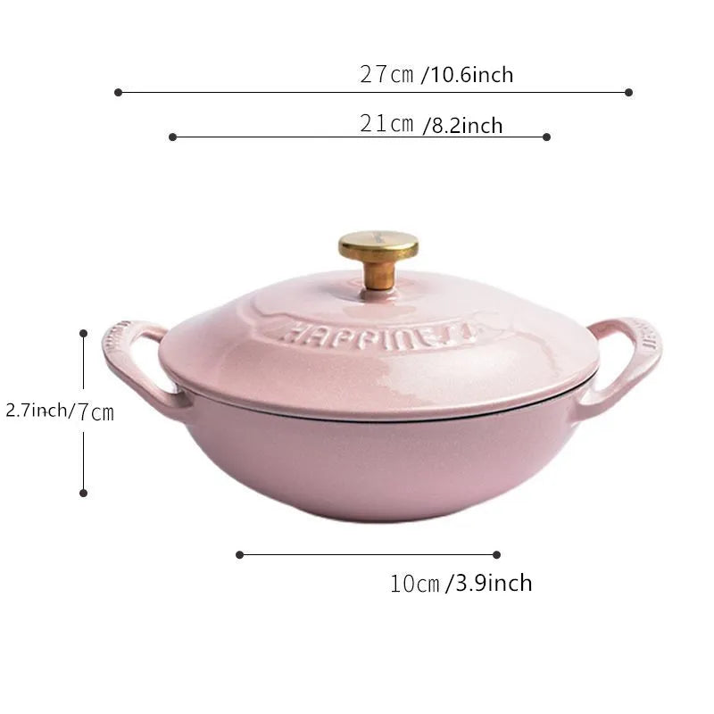 Enameled Cast Iron Dutch Oven 21cm Seafood Stockpot Cookware NonStick Enamel Pot Casserole Dish for All Heat Source Stew Pot