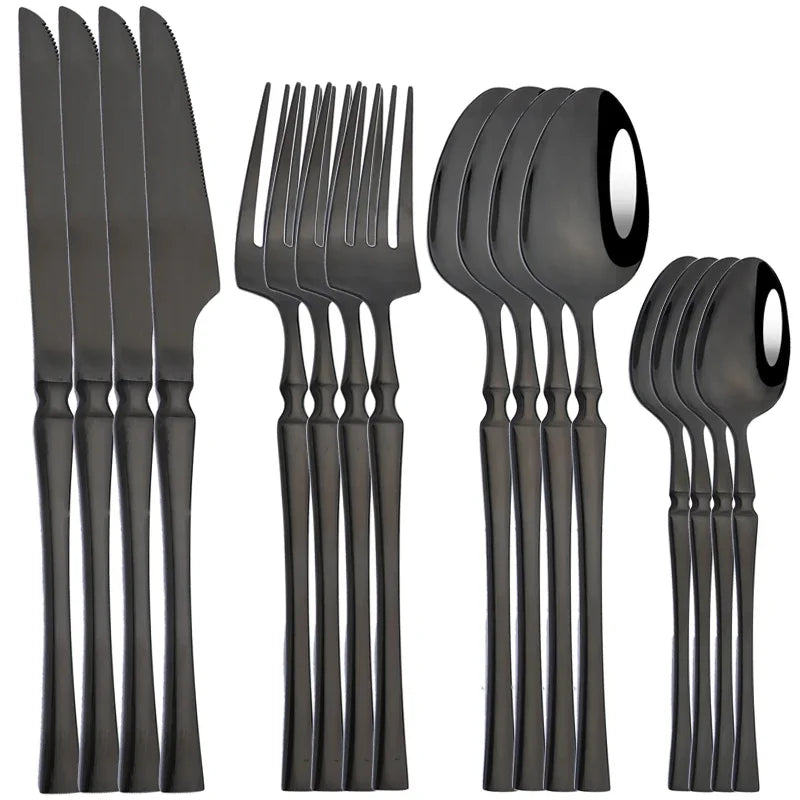 16pcs Dinnerware Set Stainless Steel Tableware Set Knife Fork Spoon Flatware Set Cutlery Set Knife Fork Spoon Tea Spoon
