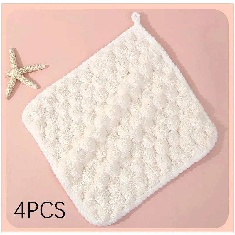 TILONDEX 1PC 30x30cm Cube Bubble Coral Fleece Hand Towels Super Absorbent Kitchen Dish Cloths