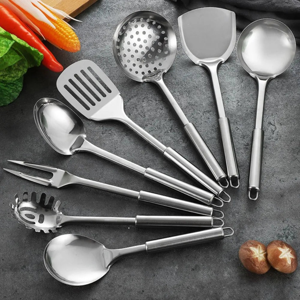 Durable Stainless Steel Wok Spatula Long Handle Kitchen Gadgets Kitchen Cooking Utensil Set Rice Spoon Ladle Cooking Tools