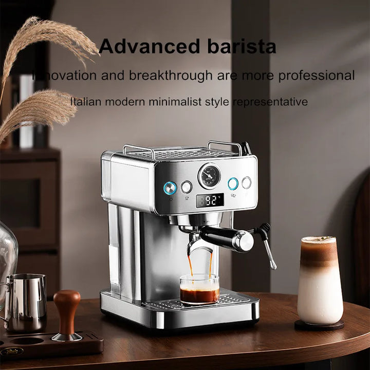 20Bar Semi-Automatic Espresso Machine - Compact Stainless Steel Coffee Maker with Steam Milk Frother for Home/Office, Italian