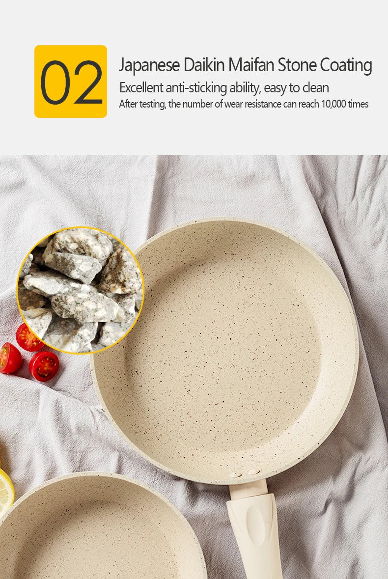 Ceramics Omelet Pot Non-Stick Frying Pan Wok Steak Skillet Pancake Home Induction Gas Stove Cooking Saucepan Kitchen Cookware