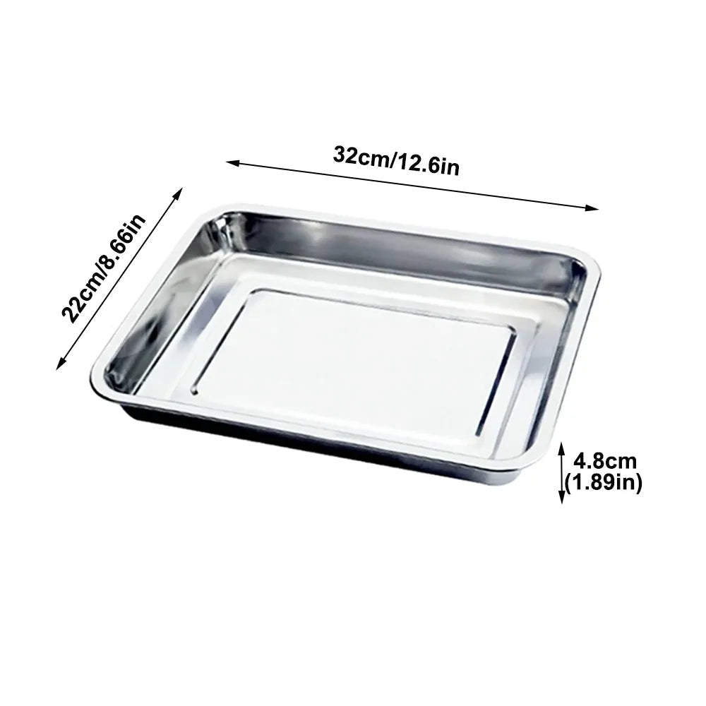 New Stainless Steel Tea Tray Rectangle Japanese Style Serving Plate Barbecue Plate Home Office