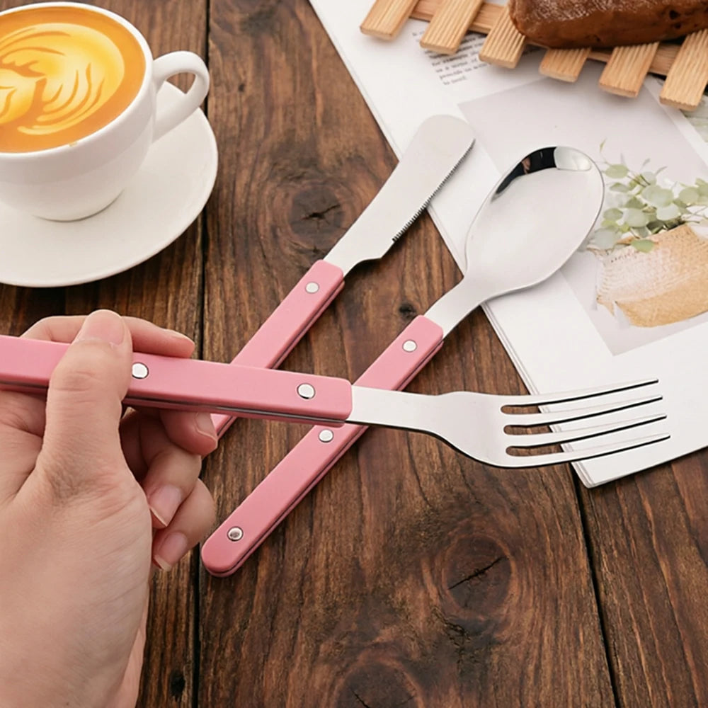 8Pcs Stainless Steel Tableware Acrylic Handle Green Silver Dinnerware Set Knife Fork Spoon Teaspoon Cutlery Kitchen Flatware Set