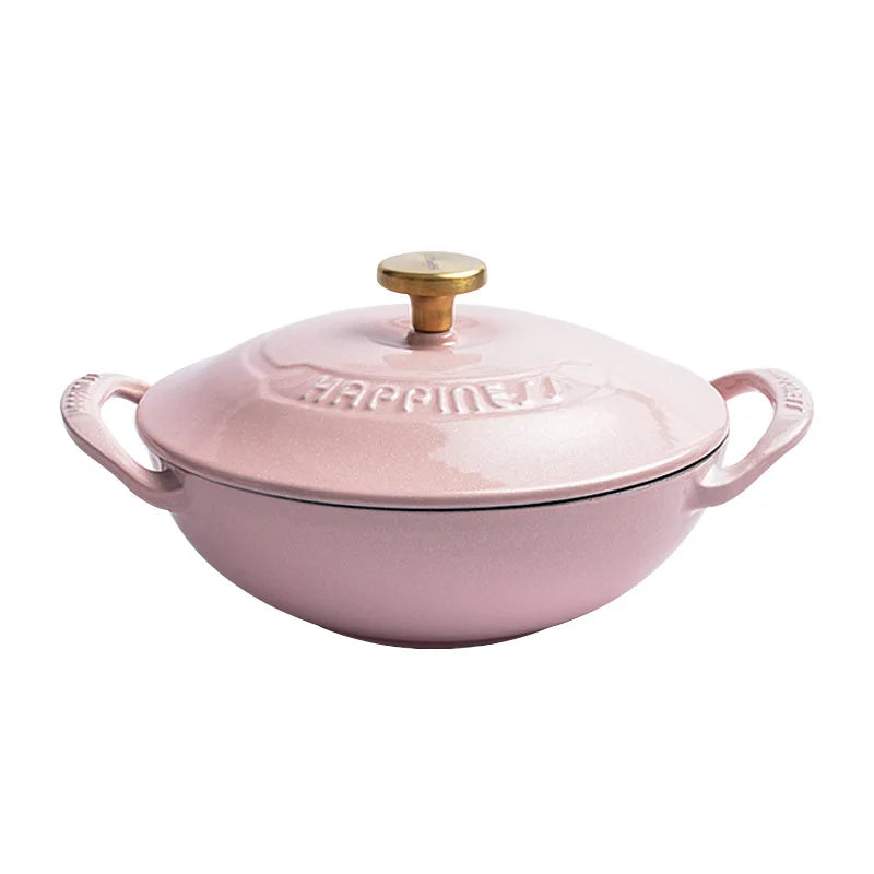 Enameled Cast Iron Dutch Oven 21cm Seafood Stockpot Cookware NonStick Enamel Pot Casserole Dish for All Heat Source Stew Pot