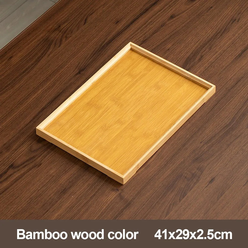 Decorate Tray Natural Bamboo Wooden Tray Rectangular Tea Food Tray Retro Style Serving Tray Useful Wooden Tray Kitchen