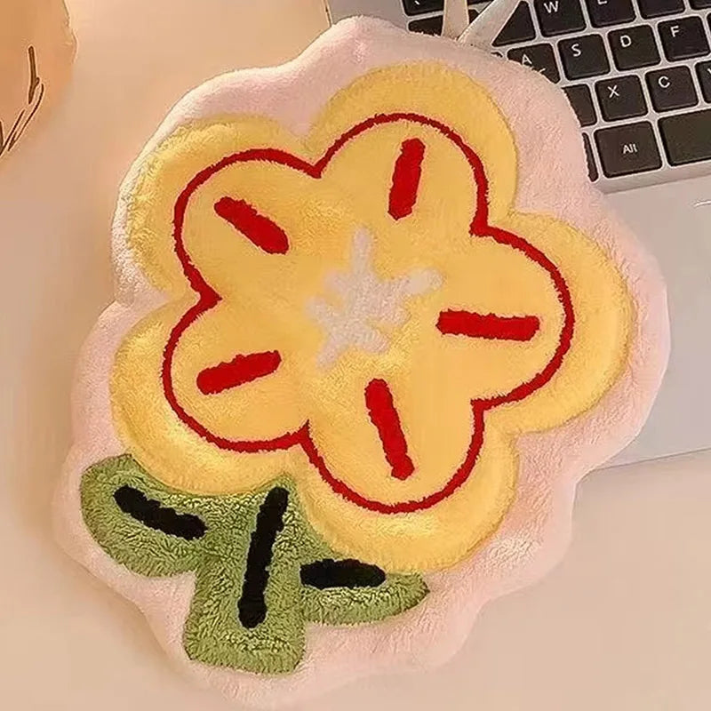 1pc New Flower Shape Hand Towel Super Absorbent Cleaning Cloth Bathroom Kitchen Hanging Hand Wipe Thicken Handkerchief Dishcloth