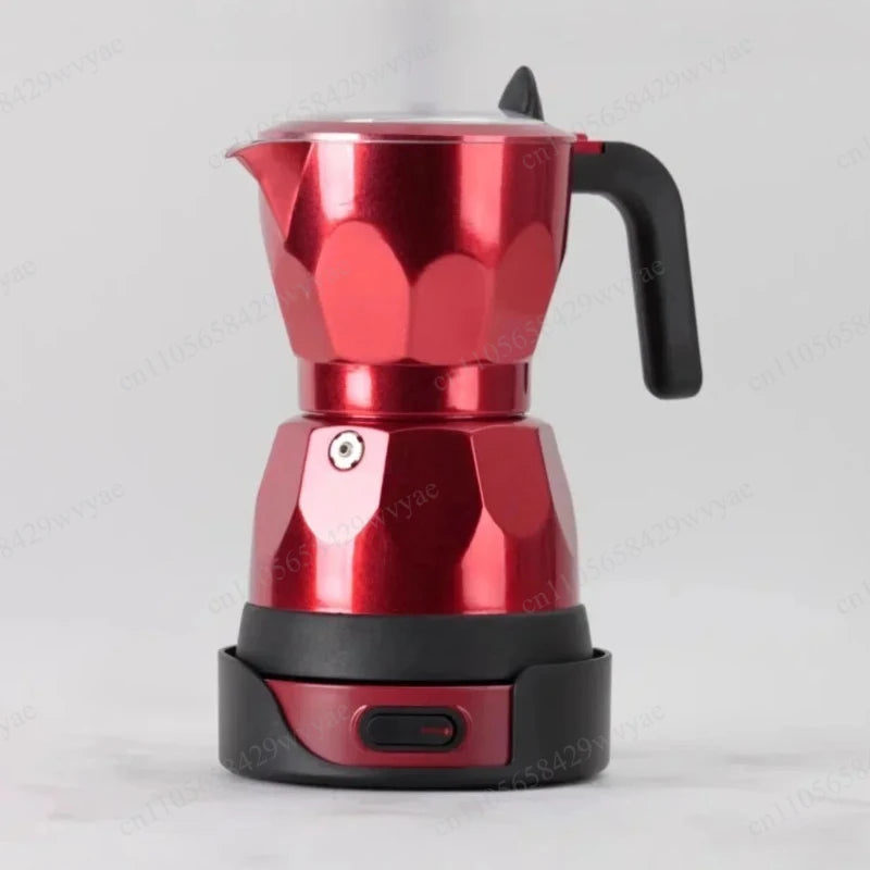 110V/220V Portable Transparent Aluminum Electric Moka Coffee Pot 150ml