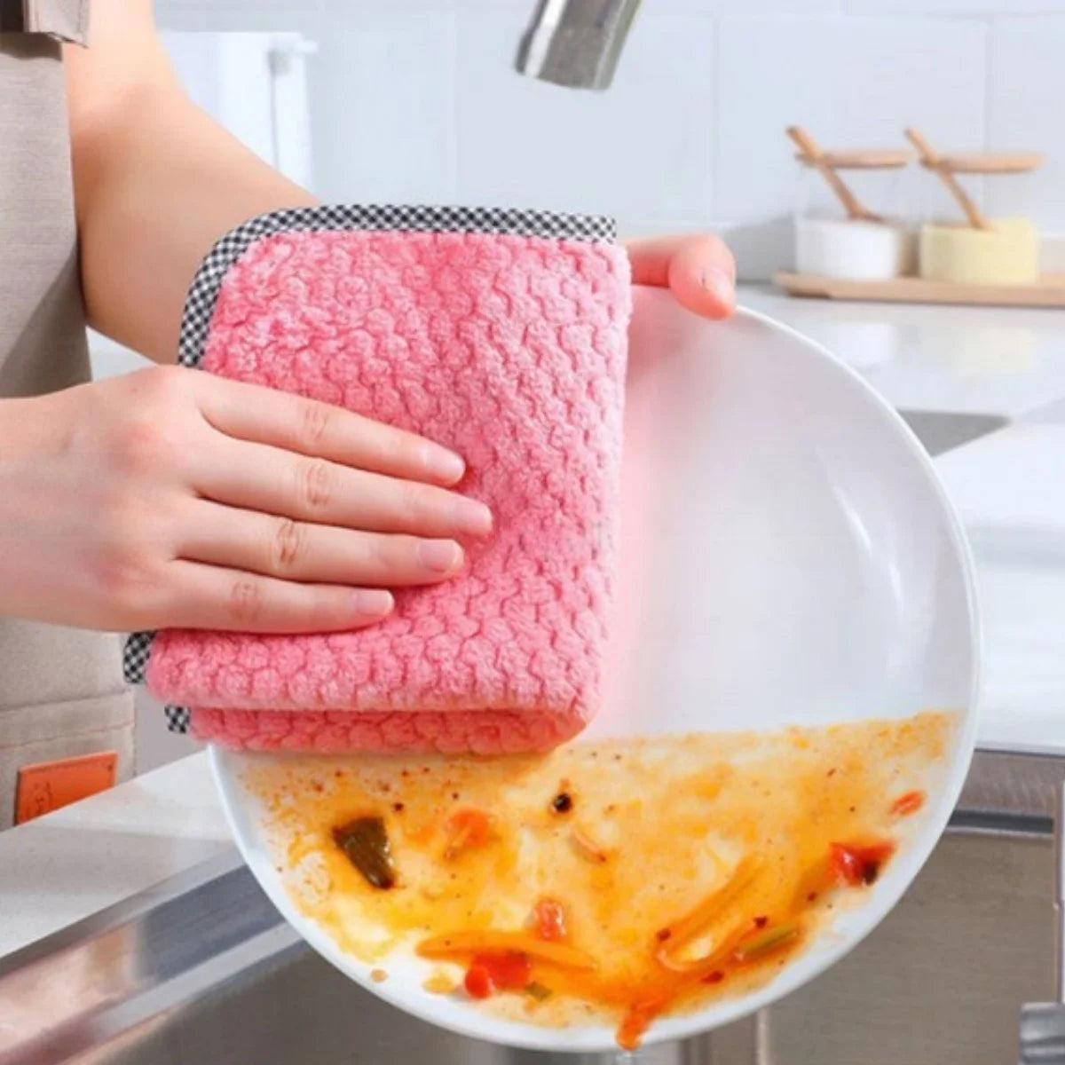 5/10/20PCS Kitchen Daily Dish Towel, Kitchen Rag, Non-Stick Oil, Thickened Table Cleaning Cloth, Absorbent Scouring Pad