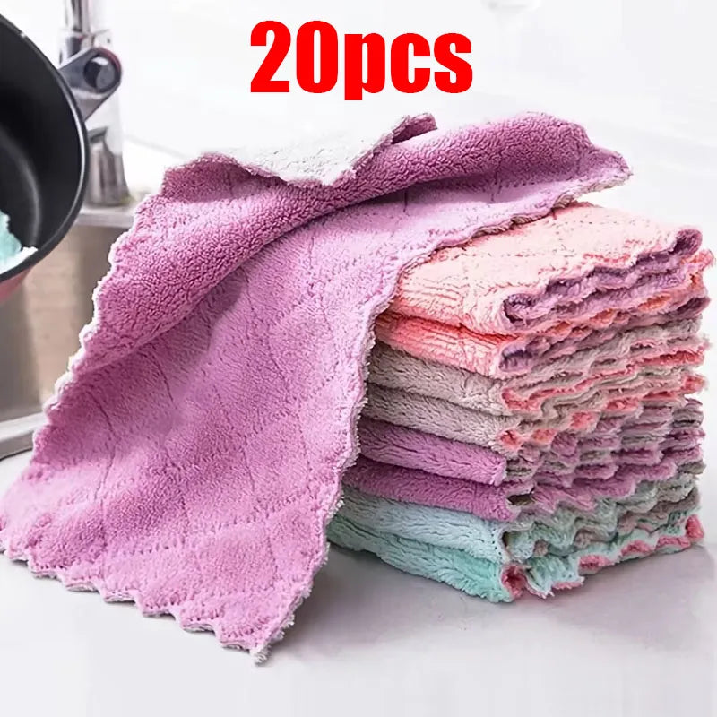 5/10/20/30pcs Kitchen Towels And Dishcloths Rag, 15*25cm Small Dish Washing Towels, Random Color Assorted Varieties