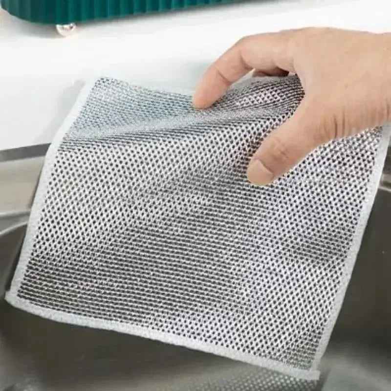 6/10pcs Cleaning products Dishcloth Silver Wire Cleaning Kitchen Cloth Thickened Microfiber Wash Towel Built-in Sponge Ball Rag