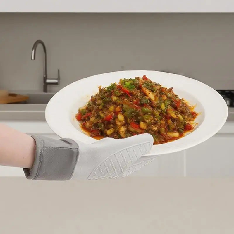 1 Pack Thickened Silicone Oven Mitts | Heat Resistant Insulation Non-Slip Anti-Scald | Protective Gloves for Kitchen Oven