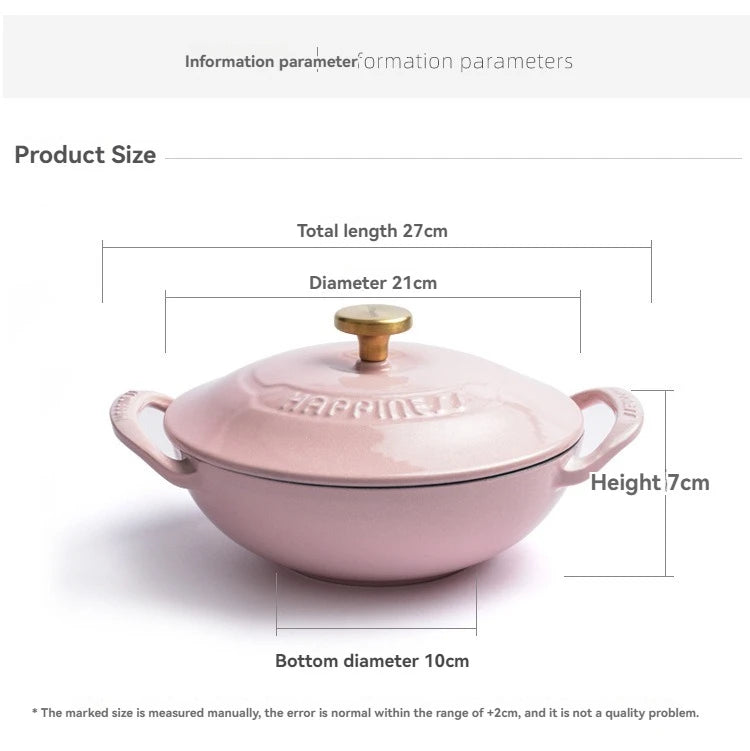 Enameled Cast Iron Dutch Oven 21cm Seafood Stockpot Cookware NonStick Enamel Pot Casserole Dish for All Heat Source Stew Pot