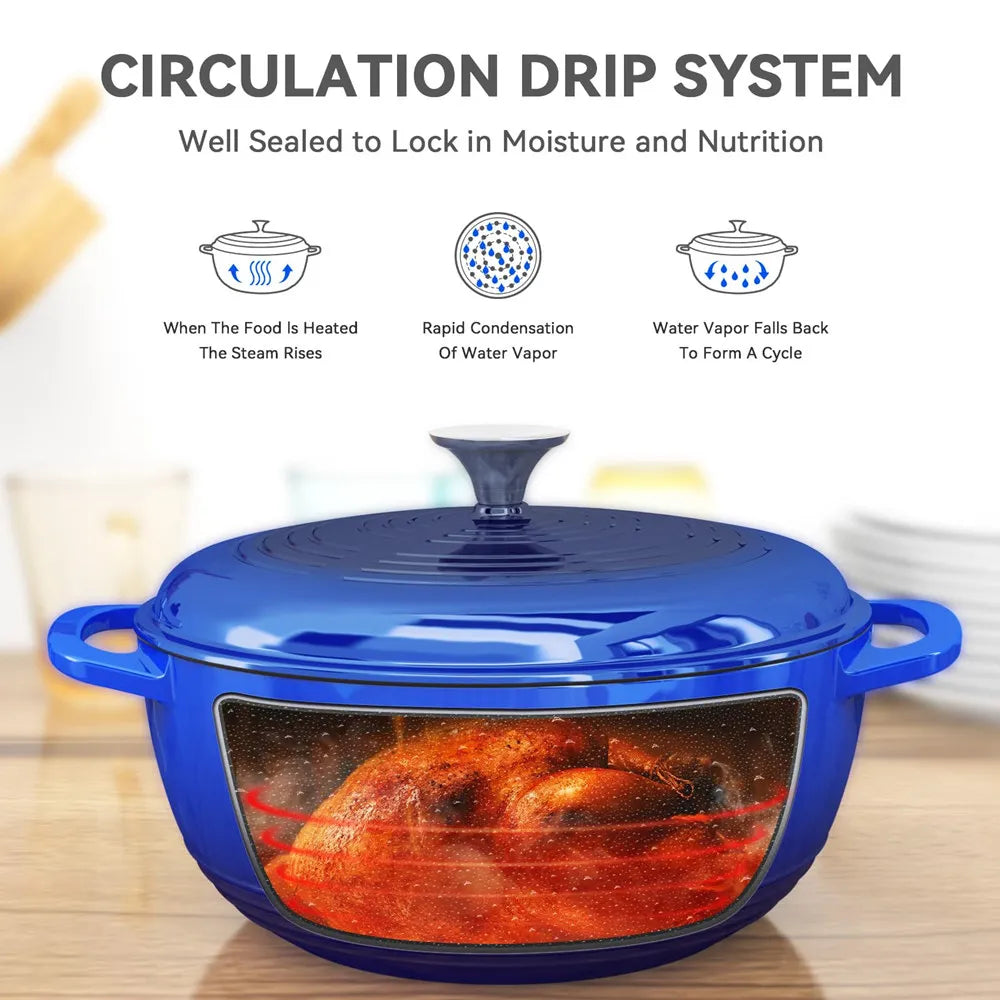 28cm Enameled Cast Iron Dutch Oven Dual Handles 6 Quart Stew Pot Use to Cook Bread Baking Soups Casserole Dish Oven Safe 500° F