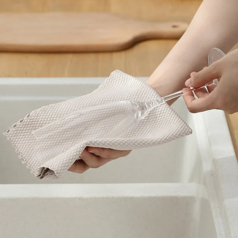 10/20pcs Microfiber Glass Cleaning Cloth Rag Lint-Free For Windows Car Kitchen Mirror No Trace Reusable Fish Scale Rag Polishing