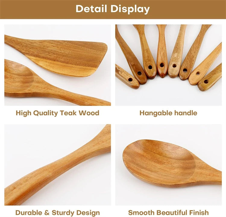 Best Wooden Spoons for Cooking Acacia Wooden Kitchen Utensils Set Smooth Non Toxic Wood Cooking Spatula Turner Serving Spoon