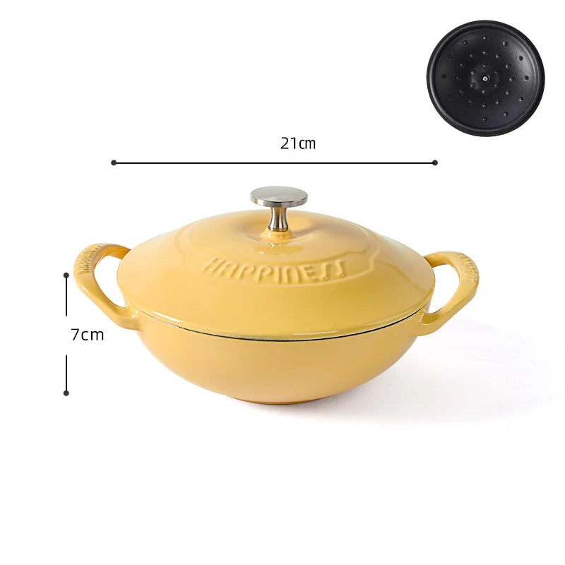 Enameled Cast Iron Dutch Oven 21cm Seafood Stockpot Cookware NonStick Enamel Pot Casserole Dish for All Heat Source Stew Pot