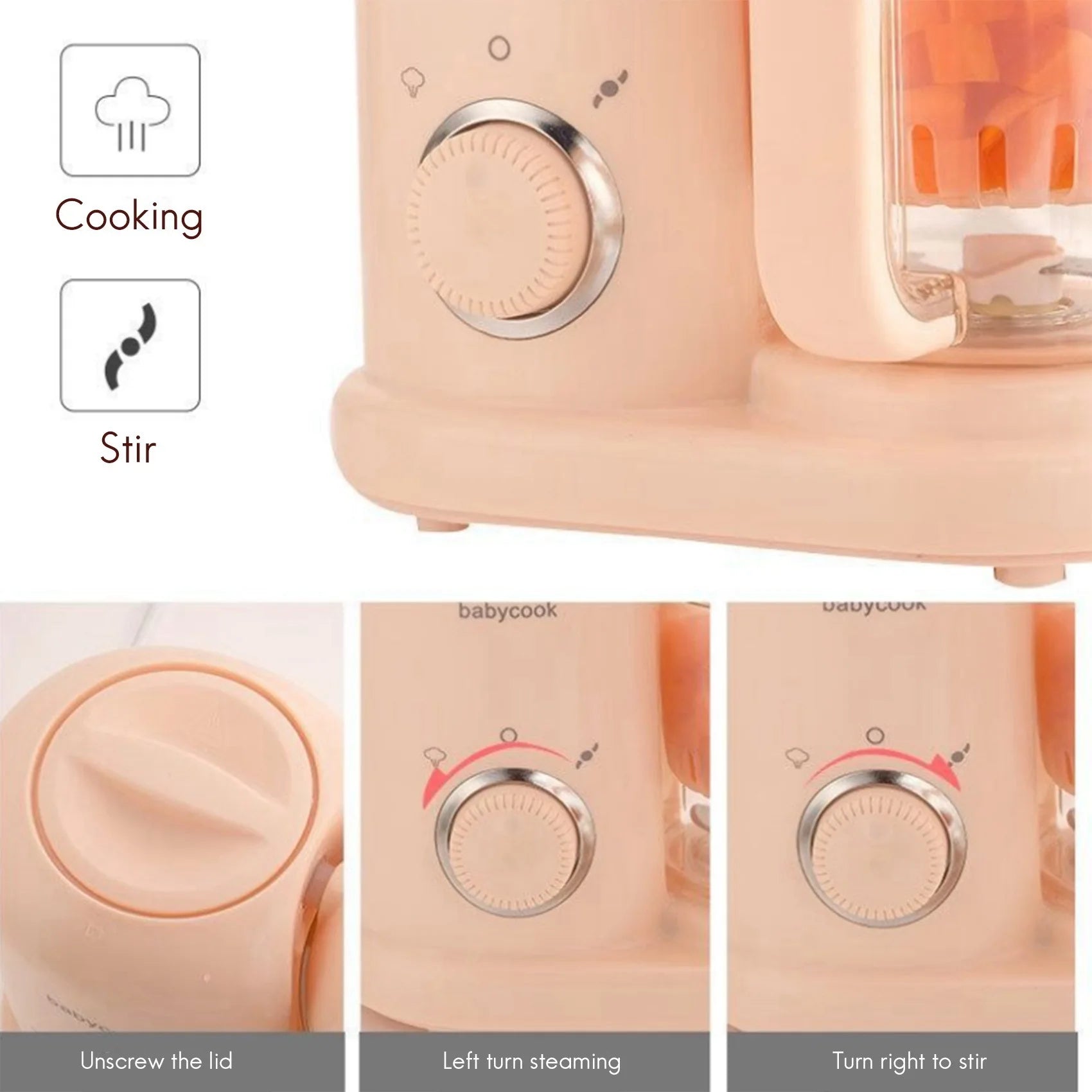 Baby Food Maker,Multi-Function Steamer Grinder Blender Mills Machine Auto Grinding Food Processor For Baby EU Plug-A77G