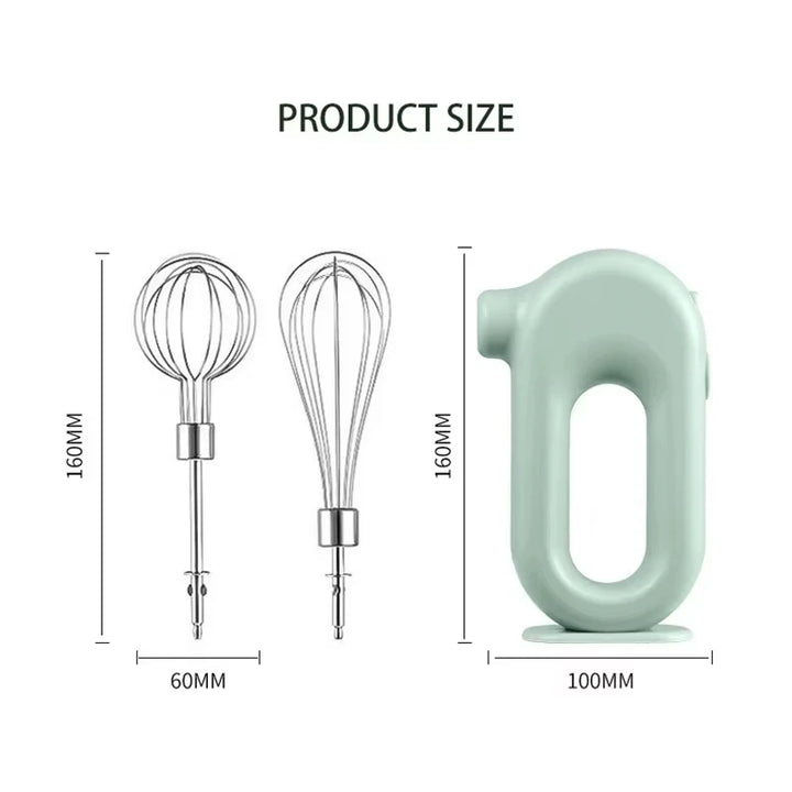 Portable Mixers with 2 Mixing Head USB Electric Blender Wireless Food Mixer Handheld Rechargeable Whisks Dough Stirrer Eggbeater