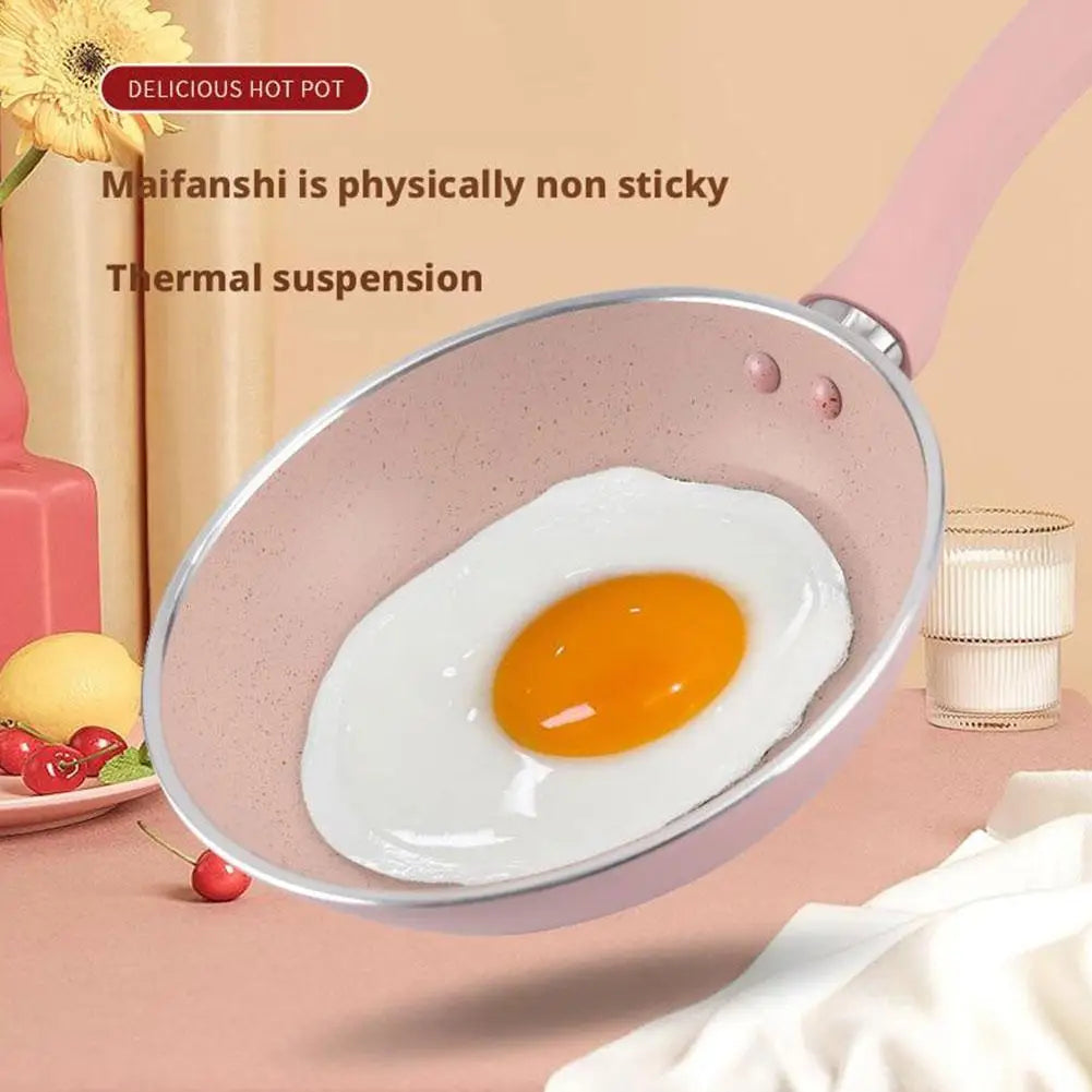 Pink Non Stick Flat Bottomed Pan Mini Fried Wheat Rice Stone Pot Steak Induction Cooker Open Flame Universal Kitchen Utensils