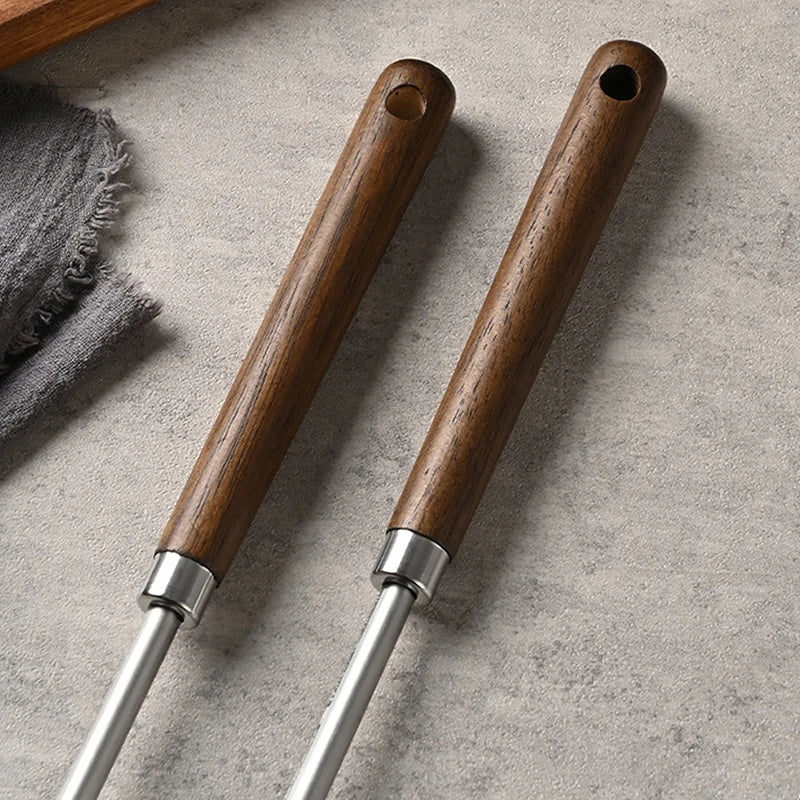 Stainless Steel Wok Spatula Chef-specific Cooking Spoon Wooden Long Handle Mushroom Shovel Kitchen Cooking Utensils