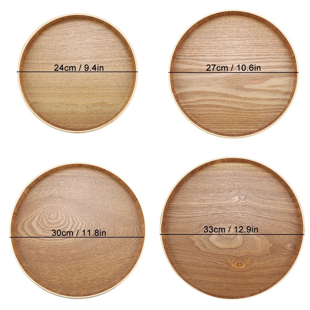 Wood Round Tray Nordic Wooden Serving Tray for Coffee Fruits Candies Table Kitchen Food Home Decoration Wooden Serving Tray