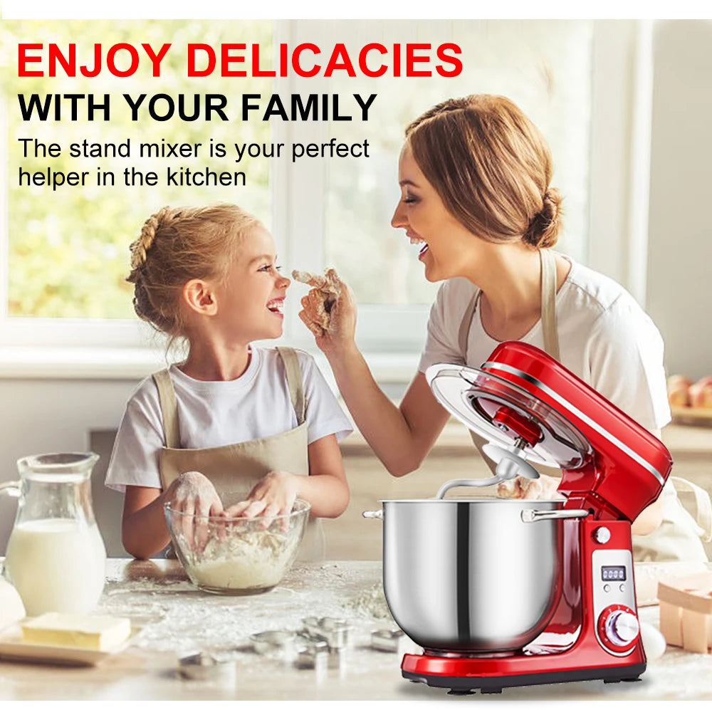 BioloMix 1200W Kitchen Stand Mixer with 6L Capacity Quiet DC Motor 6-Speed Functions for Blending Whisking And Kneading