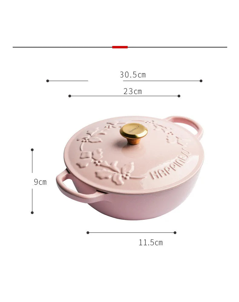 KITCHJOY 23cm Enameled Cast Iron Dutch Oven 2.8L Heavy Soup Pot Casserole Dish For Bread Baking And Stew Nonstick Braised Pot
