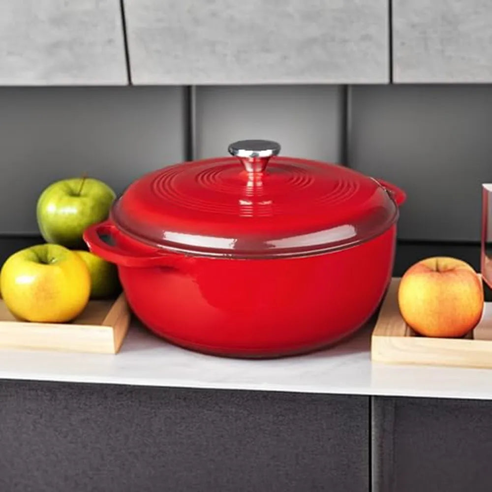 28cm Enameled Cast Iron Dutch Oven Dual Handles 6 Quart Stew Pot Use to Cook Bread Baking Soups Casserole Dish Oven Safe 500° F