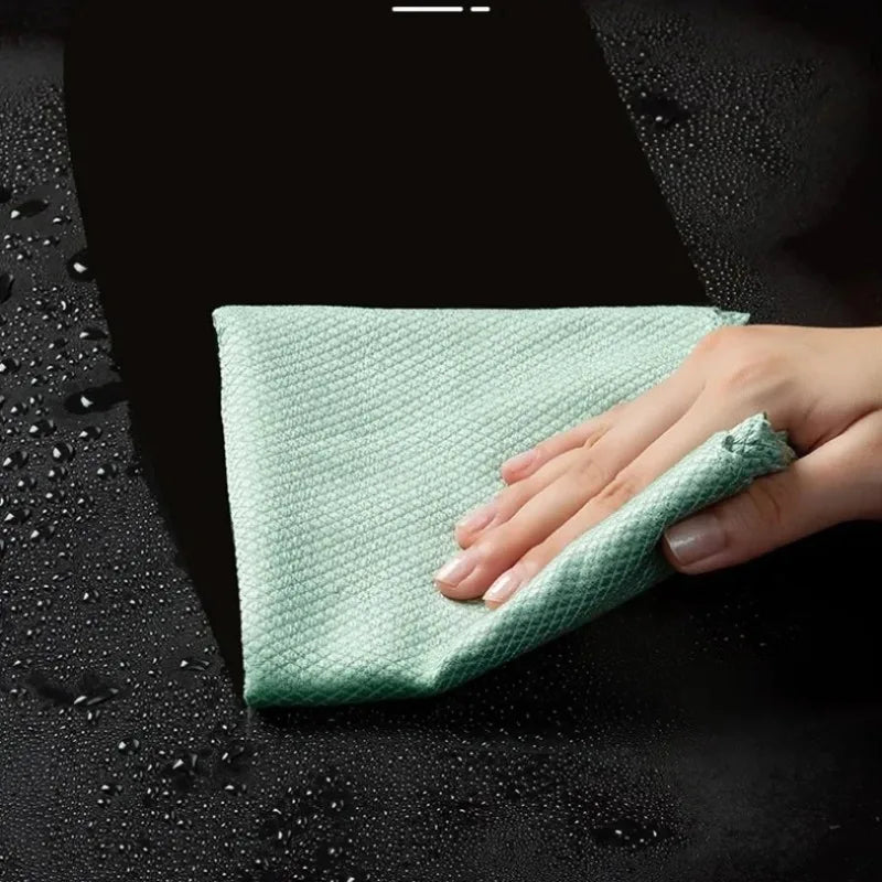 10/20pcs Microfiber Glass Cleaning Cloth Rag Lint-Free For Windows Car Kitchen Mirror No Trace Reusable Fish Scale Rag Polishing