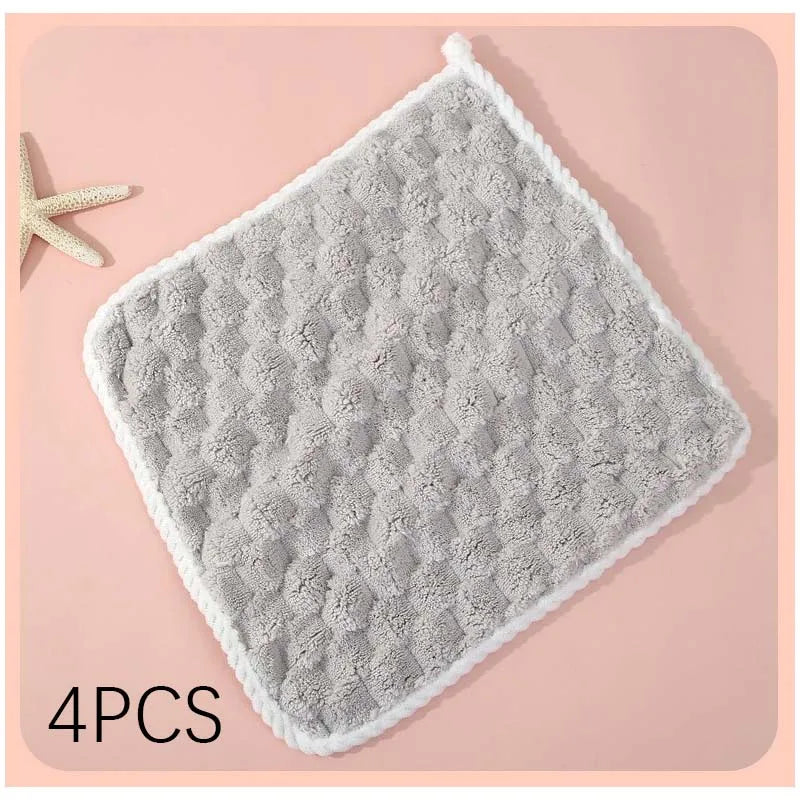 TILONDEX 1PC 30x30cm Cube Bubble Coral Fleece Hand Towels Super Absorbent Kitchen Dish Cloths