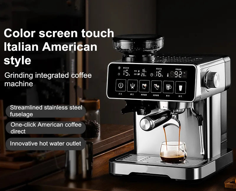 20Bar Espresso Machine with Milk Frother – Fully Automatic Coffee Maker, Built-in Grinder, Smart Touch Screen, for Home/Office