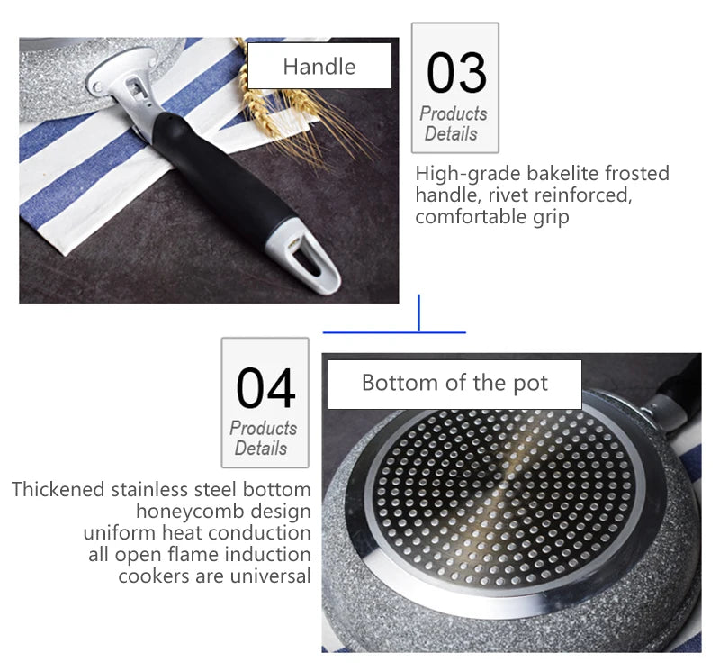 Frying 28/26/24/20cm Wok Non-stick Pan Skillet Cauldron Induction Cooker Pans Pancake Egg Gas Stove Home