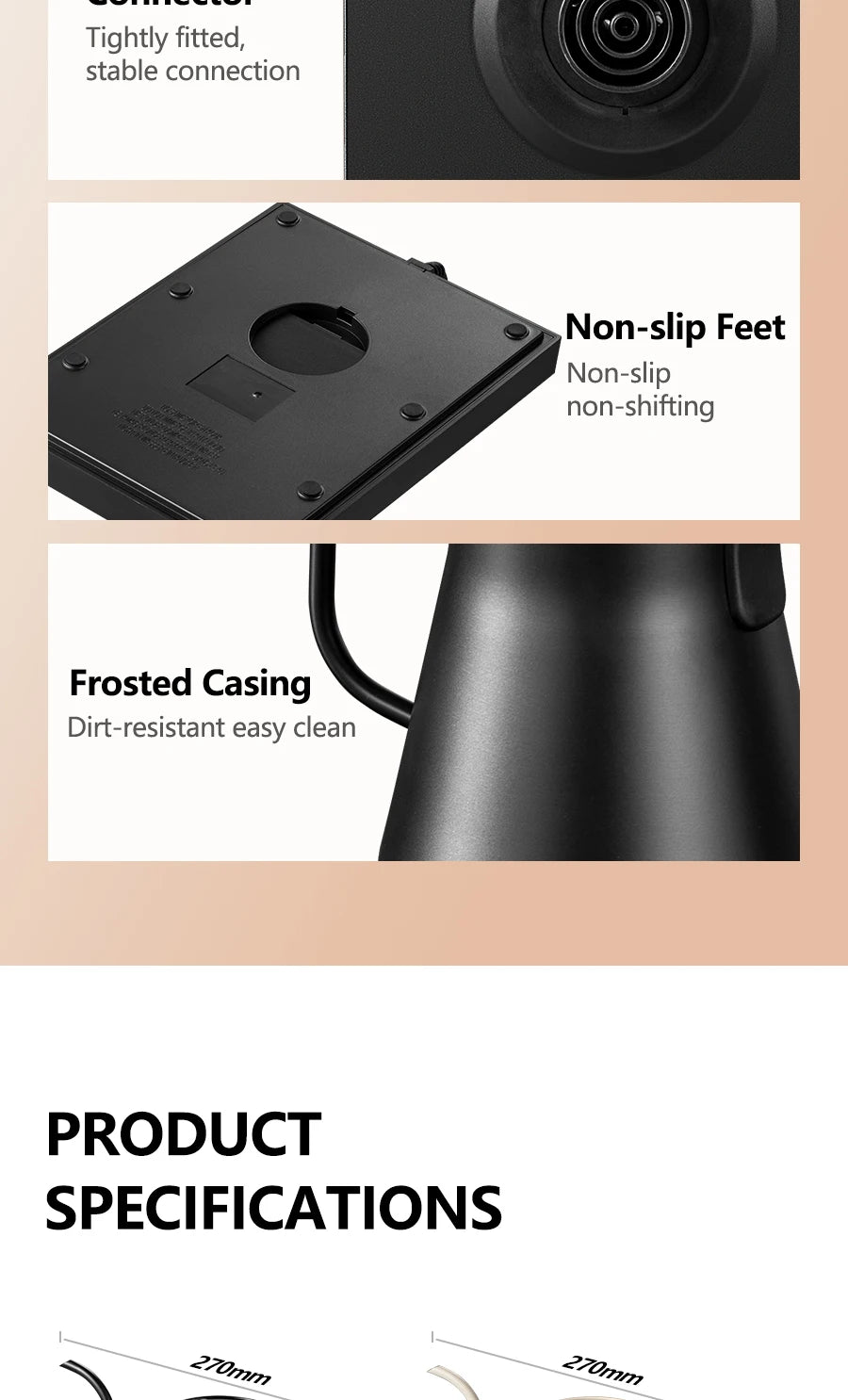 700ML Electric Gooseneck Kettle 1000W Temperature Control Rapid Heating Smart Teapot Hand Drip Brew Coffee Tea Water Pot 220V