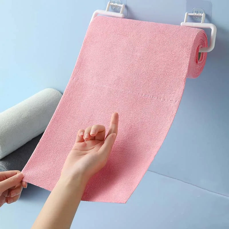 Tear-off Microfiber Cleaning Cloth Roll, Reusable Kitchen Dish Towels, Greaseproof Quick Drying Cleaning Rags