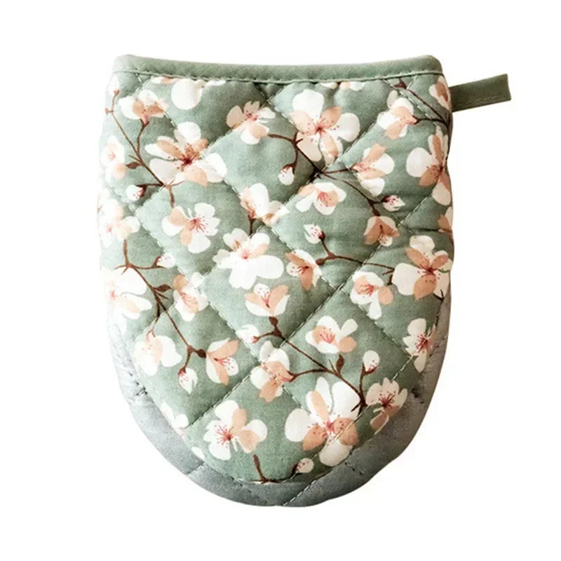 Flower Cotton Printed Baking Oven Gloves Home Kitchen Hot Resistant Heart-shaped Hand Clip Insulation Pad