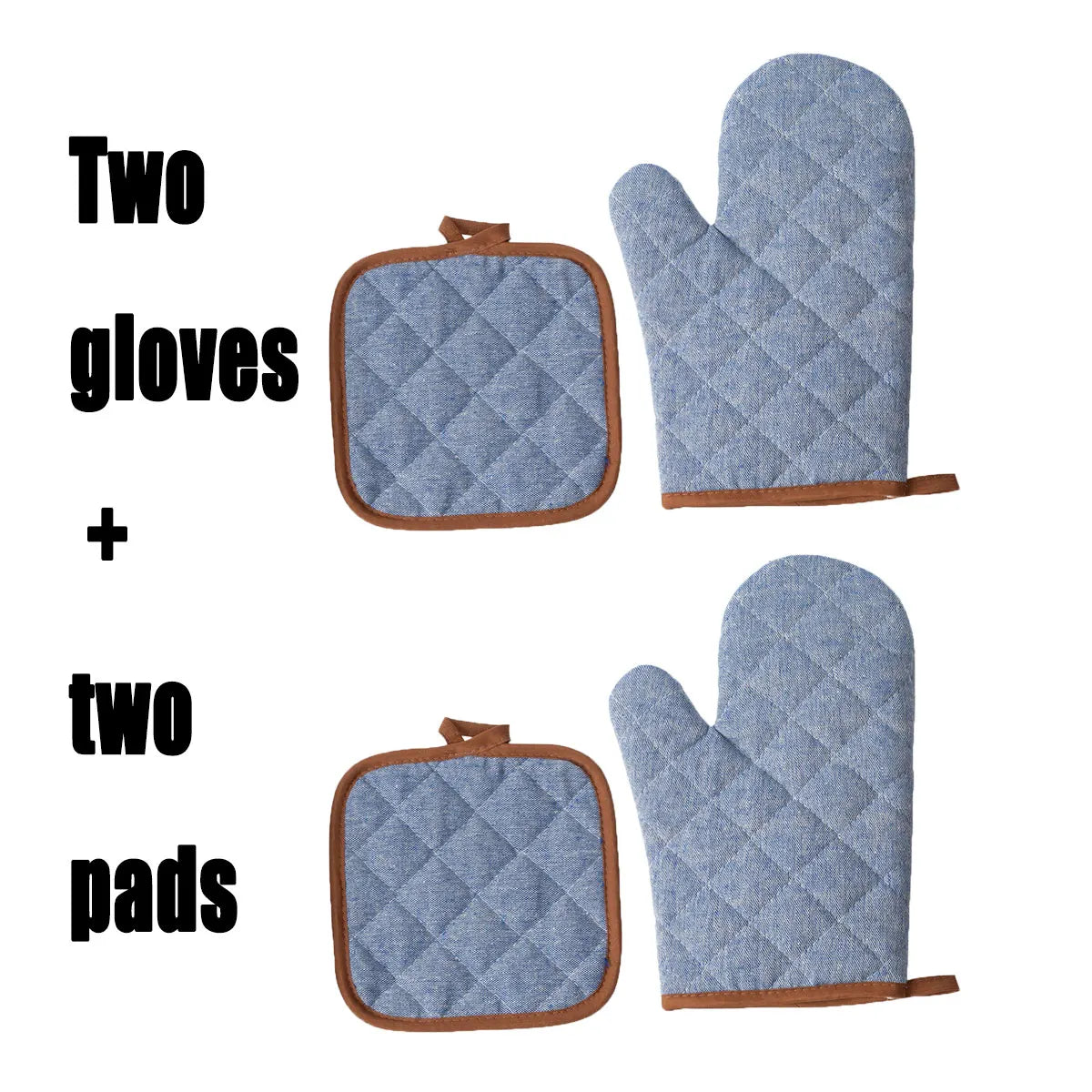 Anti Scald Oven Gloves, Kitchen With Cotton Lining, Thick Gloves Set, Multi-purpose Gloves, Red Checkered Oven Gloves Set