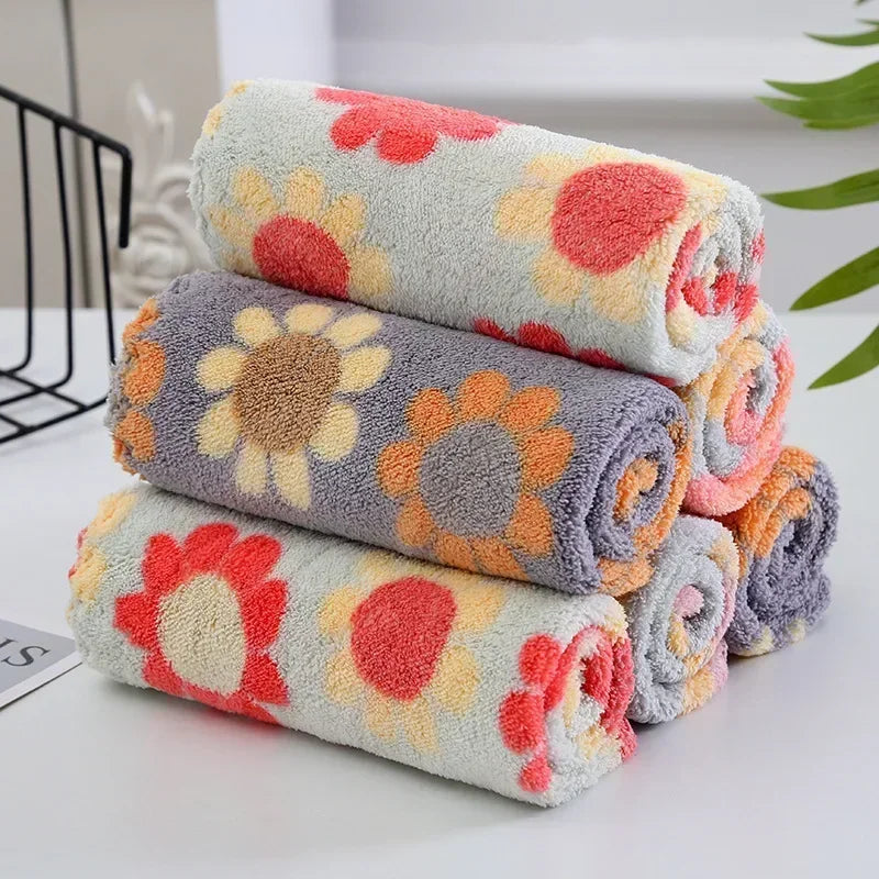 1-10Pcs 30X30CM Kitchen Cleaning Cloths Soft Absorbent Dishcloth Coral Sunflower Wiping Towel Rags Household Cleaning Cloth