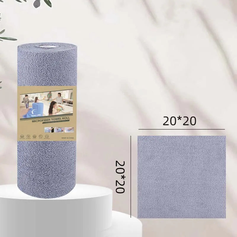 Tear-off Microfiber Cleaning Cloth Roll, Reusable Kitchen Dish Towels, Greaseproof Quick Drying Cleaning Rags
