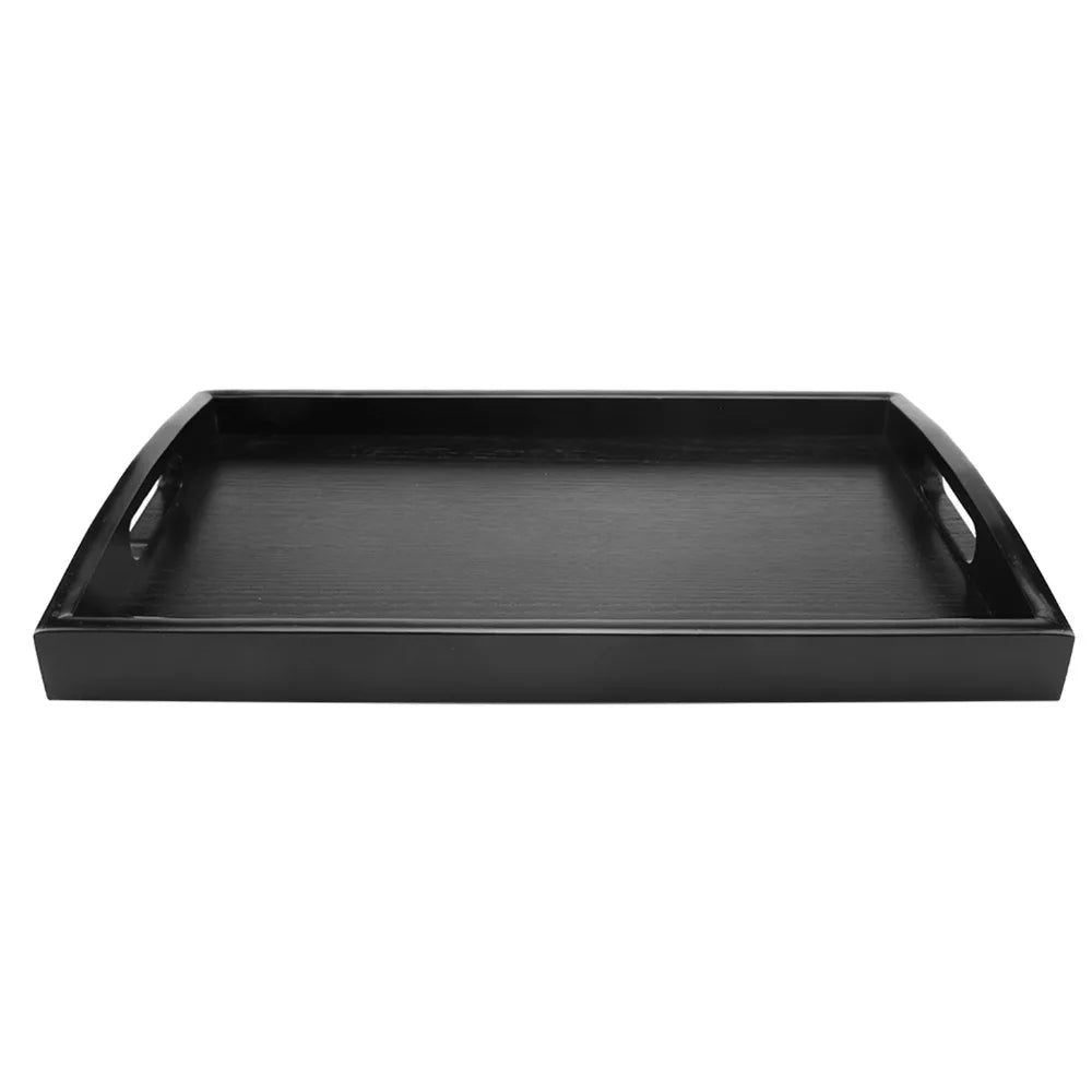 Large Size Wood Serving Tray Black Color With Handle Wooden Breakfast Tray Wood Material Rectangular Shape Tea Serving Tray