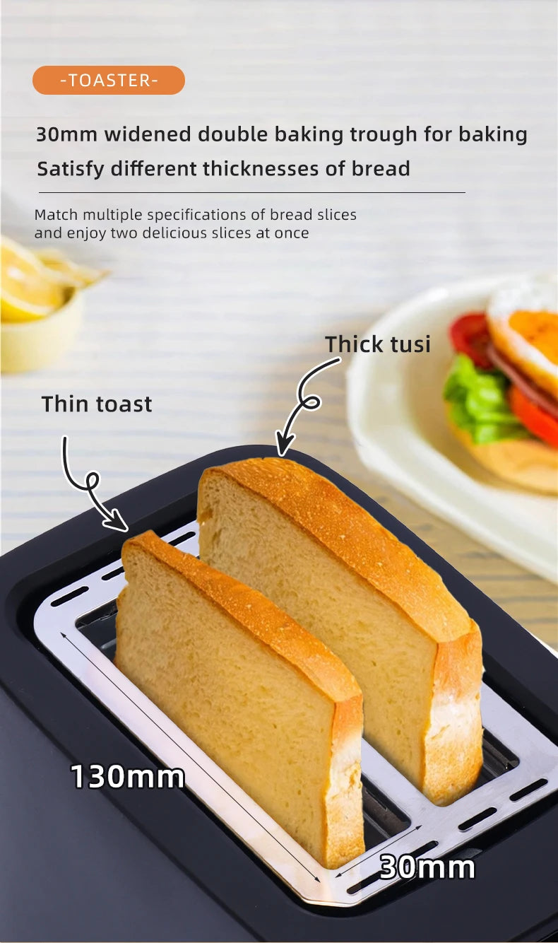 Wangchef Plastic Housing Electric Bread Maker Toaster 2 Slices Capacity English Operating Language Automatic Pop-Up Function