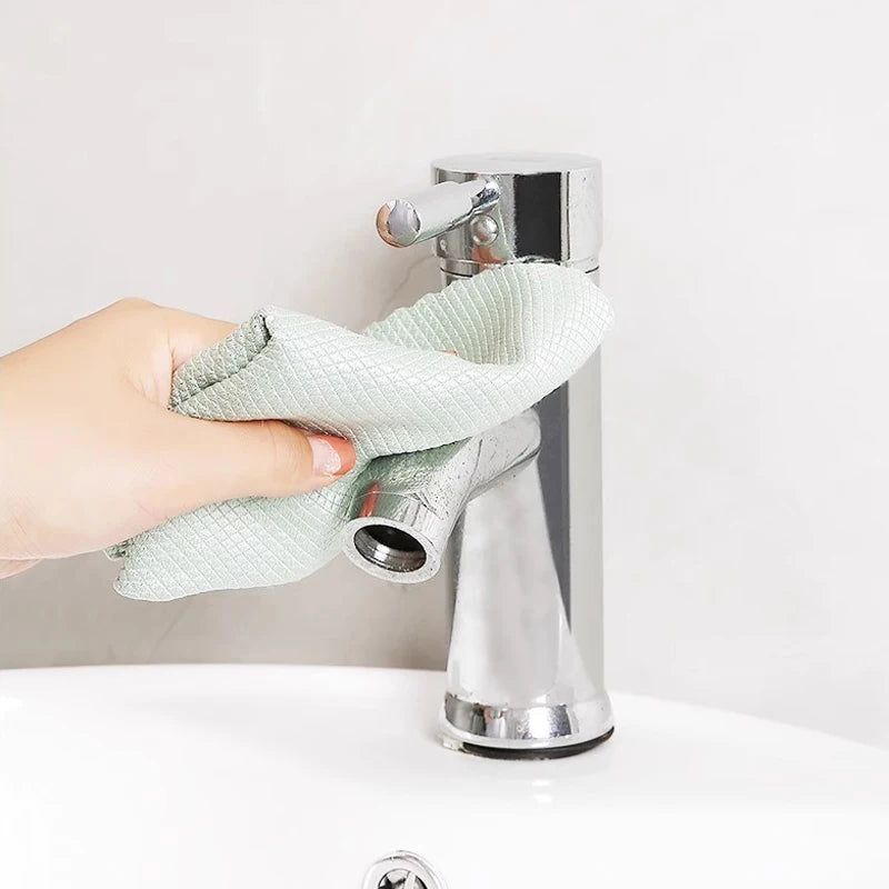 10/20pcs Microfiber Glass Cleaning Cloth Rag Lint-Free For Windows Car Kitchen Mirror No Trace Reusable Fish Scale Rag Polishing