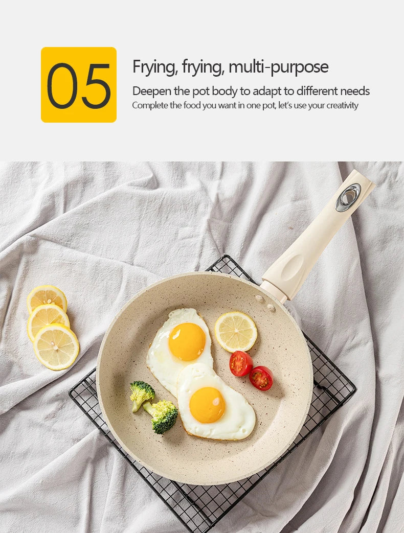 Ceramics Omelet Pot Non-Stick Frying Pan Wok Steak Skillet Pancake Home Induction Gas Stove Cooking Saucepan Kitchen Cookware